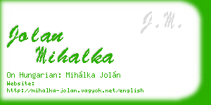 jolan mihalka business card